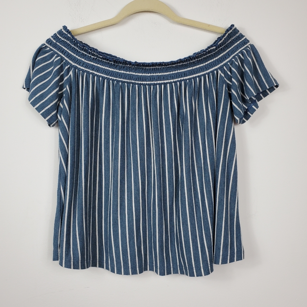 American Eagle Off the Shoulder Top Women’s M Beachy Nautical Lightweight